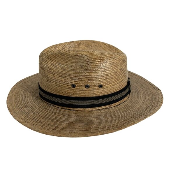 Handwoven Straw Fedora Hat Black Band Breathable Ventilation Wide Brim Lightweig - Picture 2 of 6